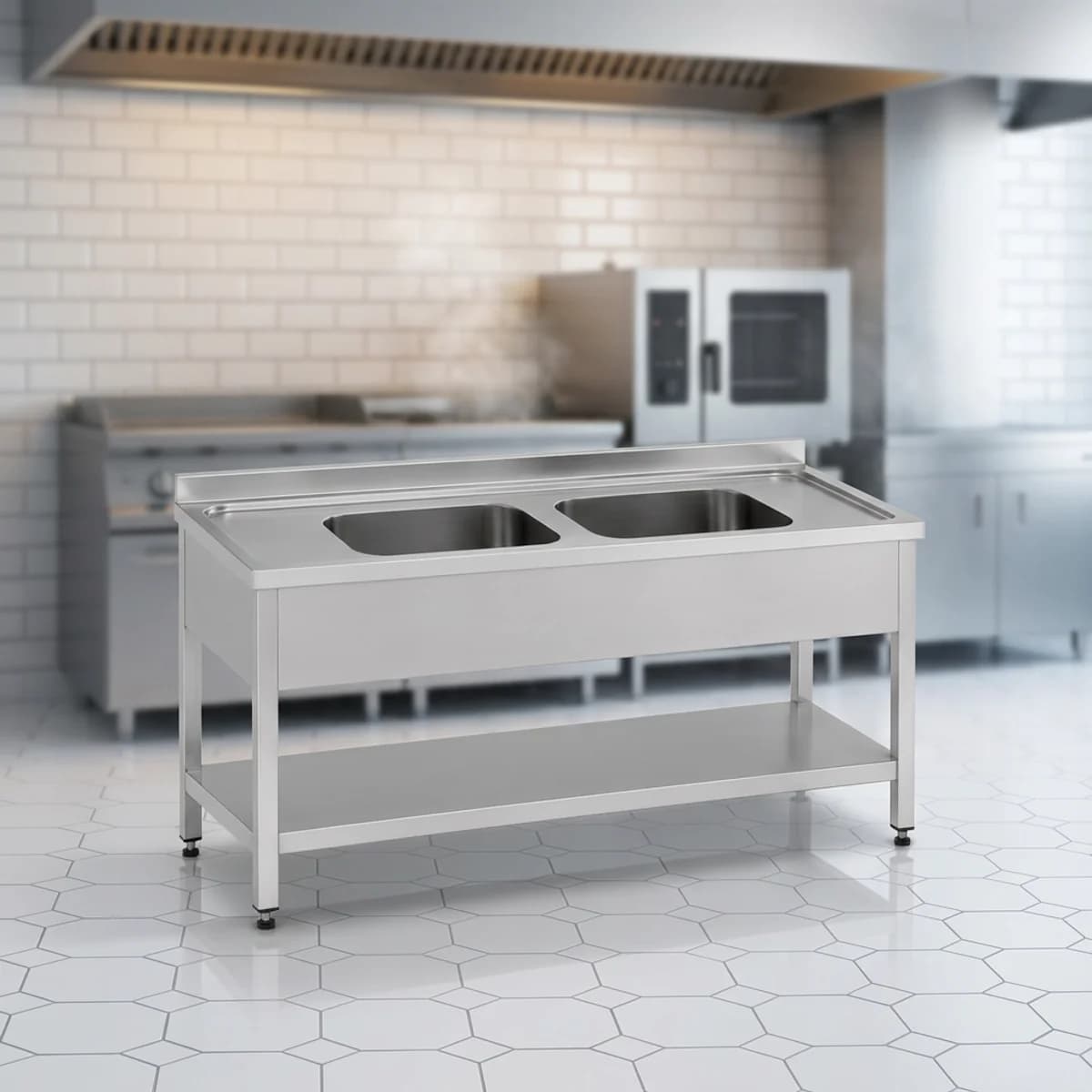Double Sink Work Bench — Base Shelf