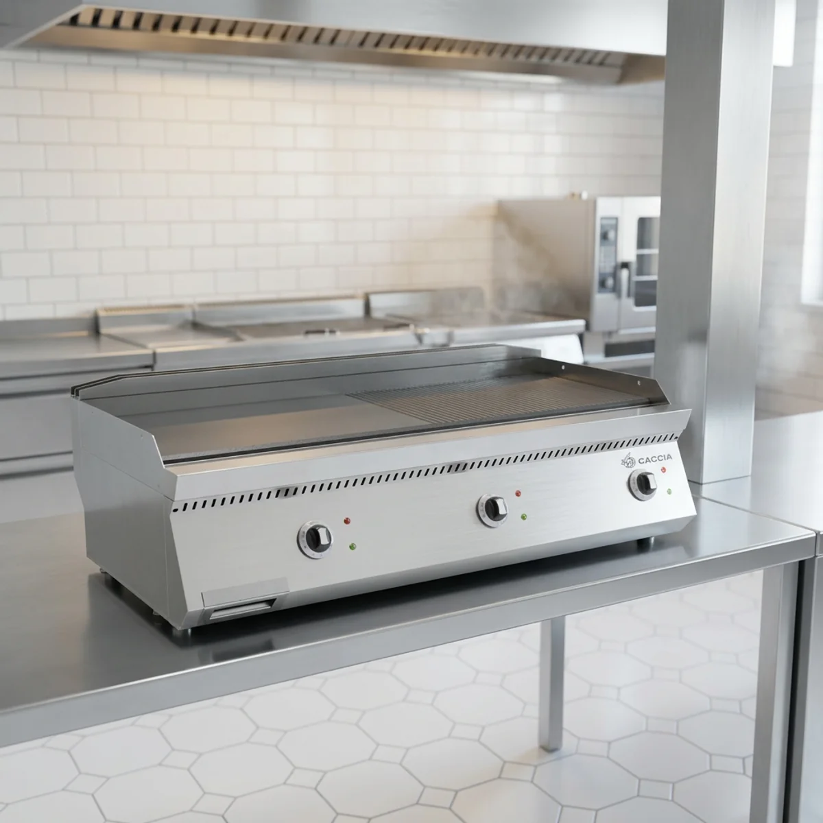 Plate Izgara · 120 cm Yarı Oluklu — Elektrikli